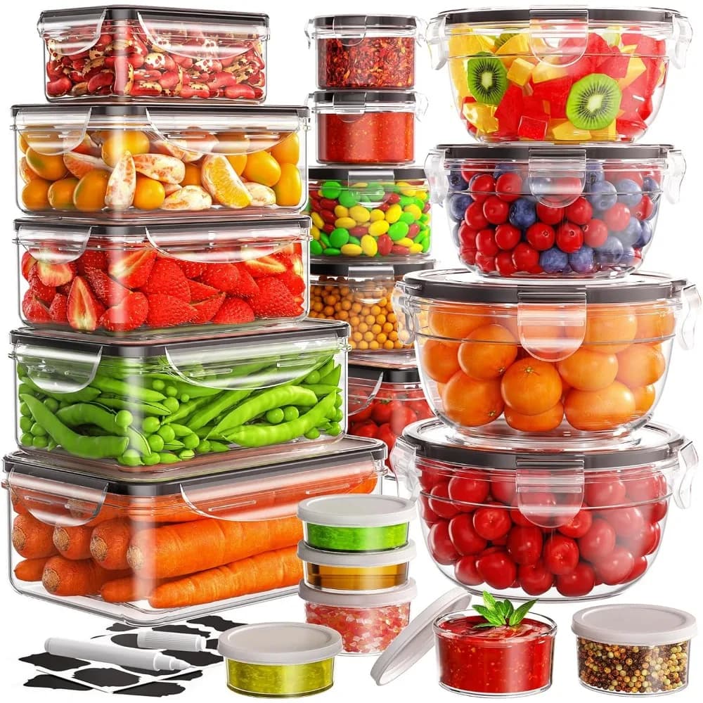 40-Piece Food Storage Containers, Leakproof, Reusable, Safe for Microwave/Dishwasher, Meal Prep & Kitchen Organization