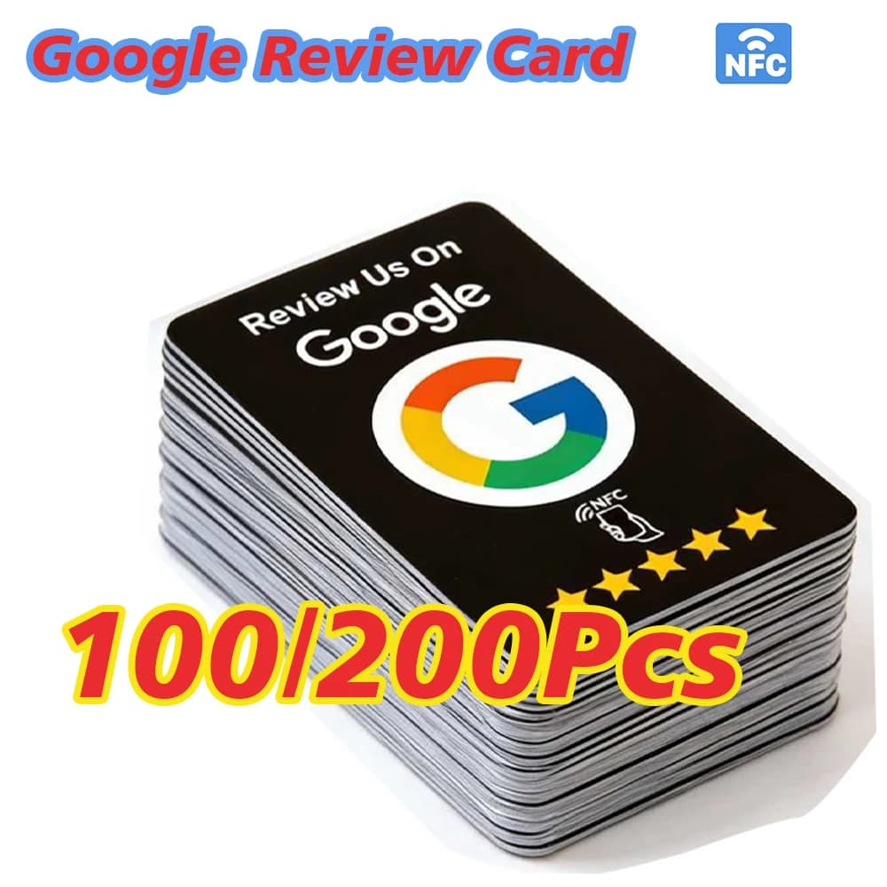 100/200 Pezzi Carte NFC Riutilizzabili per Recensioni Google, Colore Nero, Salva Tempo, Facile da Usare