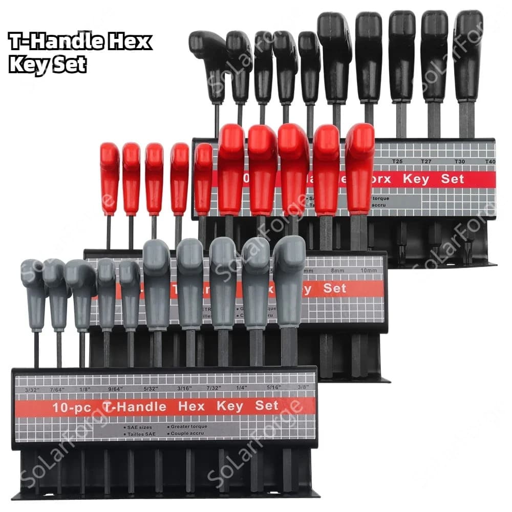 10pc Metric or Inch T-Handle Hex Key Allen Wrench Tool Set or Torx T-Handle Hex Key Set For Motocycle/Auto Repair Tools