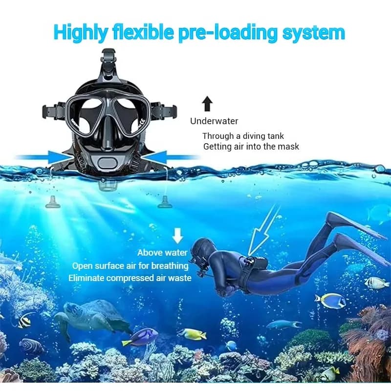 Customized Underwater Mask with Logo, Waterproof, Tempered Glass Anti-fog, with Silicone Gasket