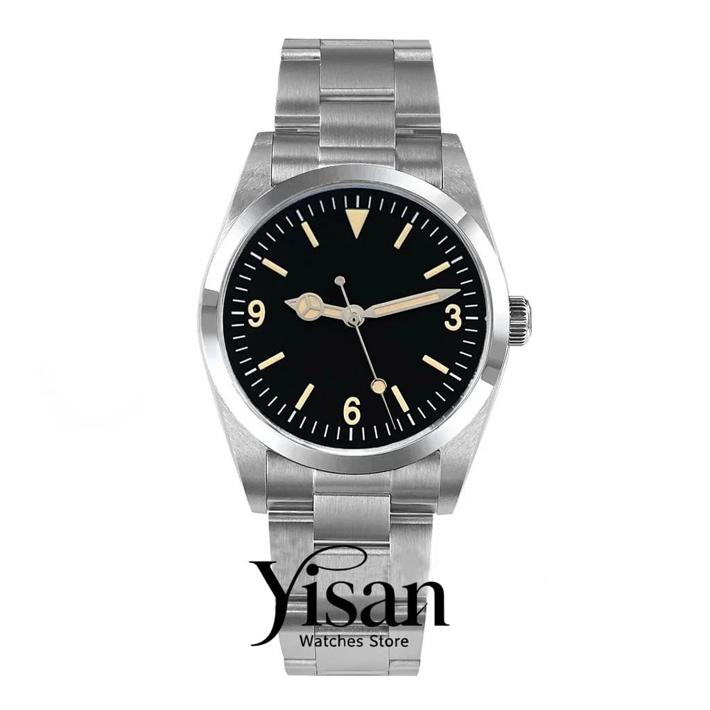 New 36mm 39mm luxury sapphire crystal aseptic black dial fashion automatic watch silver stainless steel case NH35 movement