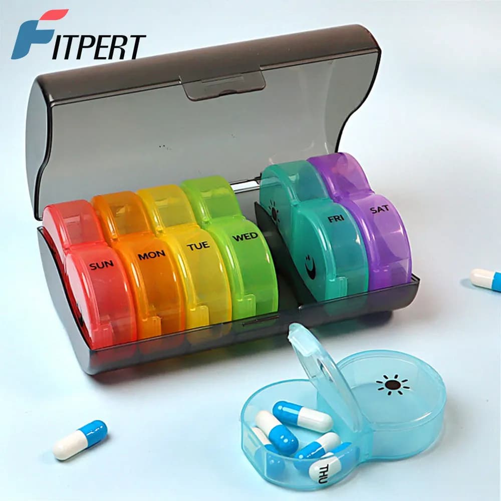 Weekly pills 7 days, large daily pills for pills, vitamins, fish oil, supplements, pill holder without BPA, easy to clean
