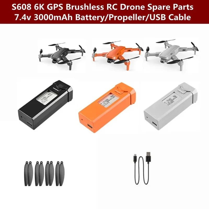 S608 Pro 6K GPS Brushless RC Drone 7.4V 3000mAh Batteria/Lame/USB S608 Pro Accessori S608 Pro Drone Batteria Braccio Motore Propelle