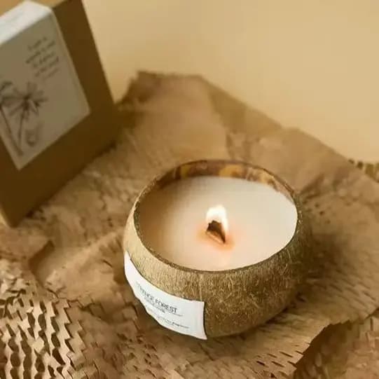 Scented candle with natural coconut shell, candle with vegetable essential oil for aromatherapy, ornament for environmental decorations for home style Ins