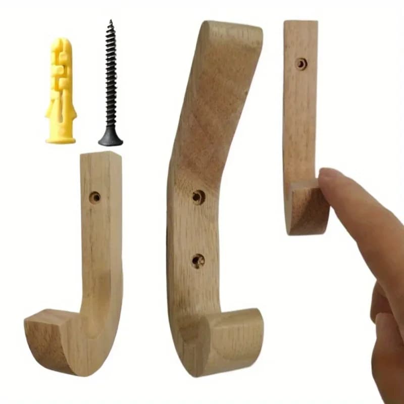 4 pieces classic hook wood solid punching clothes hat bag key umbrella decorative hooks multipurpose bathroom accessories