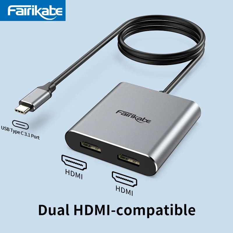 Hub USB C a doppio splitter per docking station Thunderbolt3 4K60Hz compatibile con HDMI multi flusso per PC monitor tablet laptop Dell