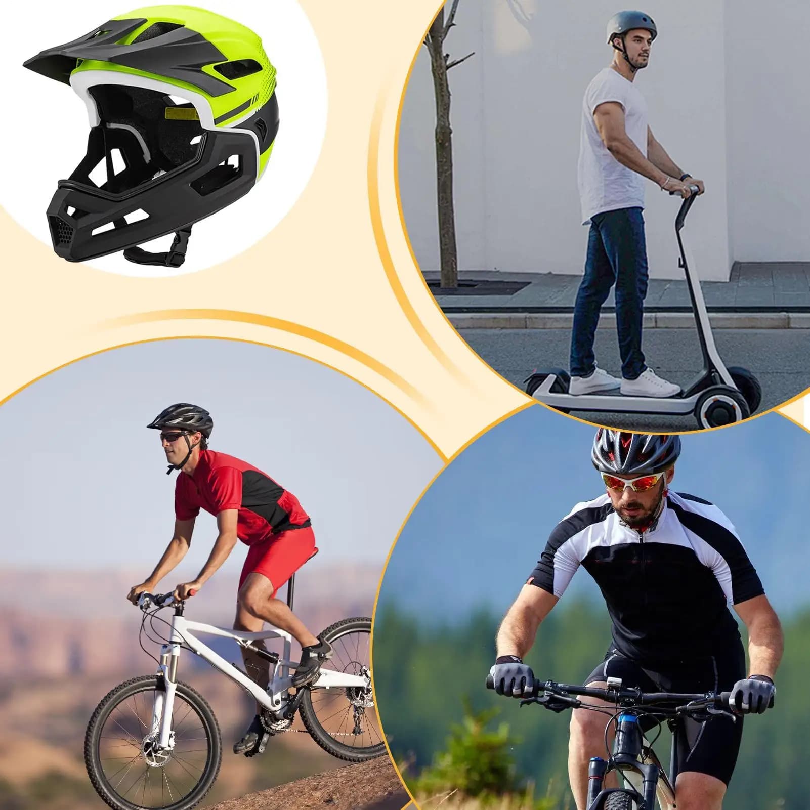 Casco da bici Casco integrale da ciclismo Protezione per la testa Casco da ciclismo traspirante per bicicletta Motocross Moto Scooter Mountain Racing