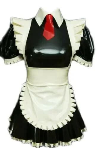 Cosplay Latex Rubber Black Dress Maid Unifrom Club pizzo grembiule abiti 0.45mm