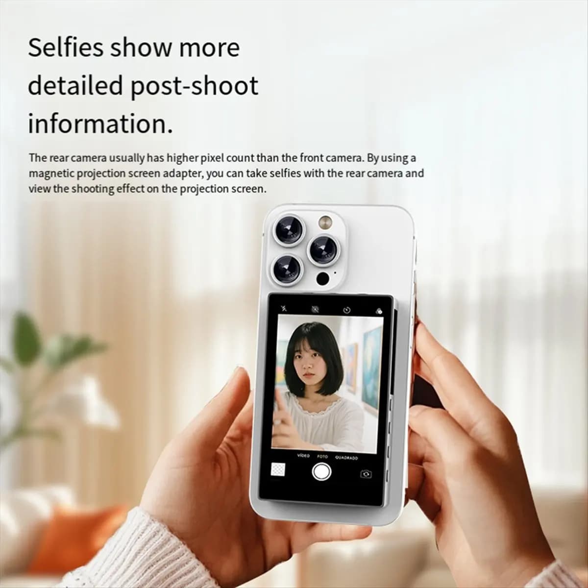N05R Vlog Selfie Screen,Magnetic Back Camera Bluetooth Remote,Selfie Monitor Screen Wireless Phone,No Delay Rear Camera