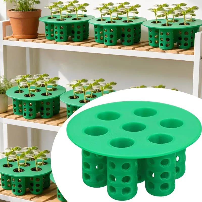 yes5/1PCS 3D Printed Small Nursery Pot 7-hole Plant Seedling Tray Plant Growing Tool for Flower Vegetables Home Gardening Seed T