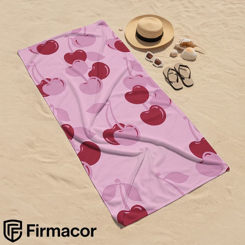 Dual Tone Cherry Microfiber Beach Towel Quick Dry Sand Free Oversized Soft Absorbent Bath Towel for Swimming Pool Travel Gym