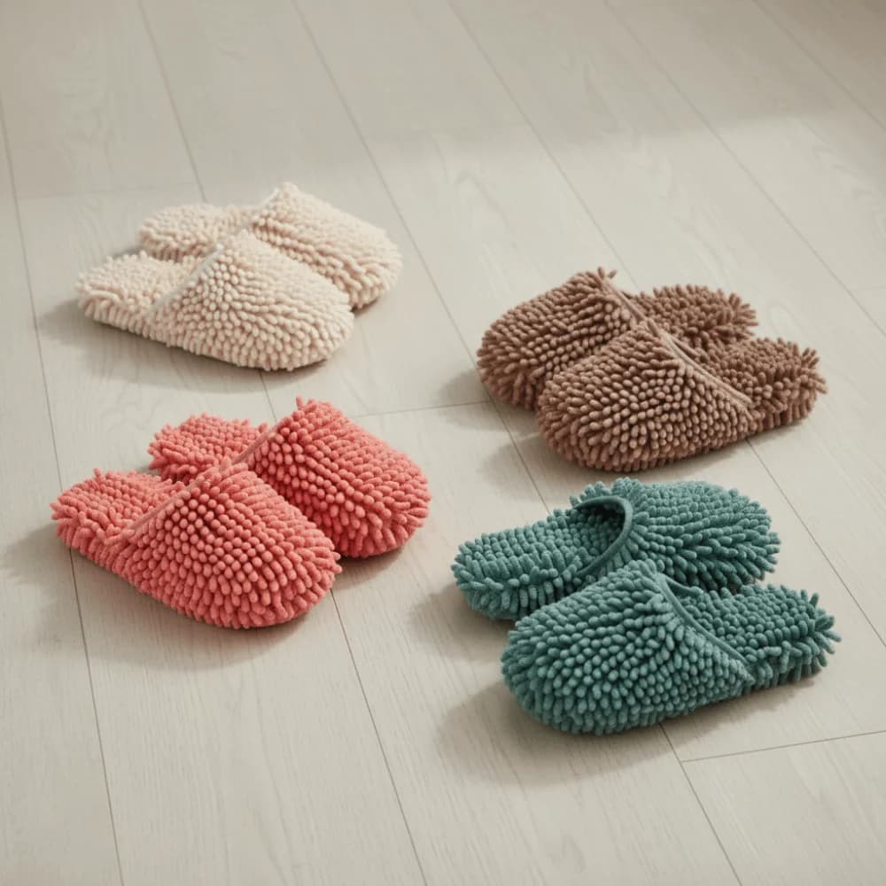 Slippers Absorbents in Belt, Washable in Microfiber, Multifunction for Cleaning and Brushing, Soft Kitchen Slippers