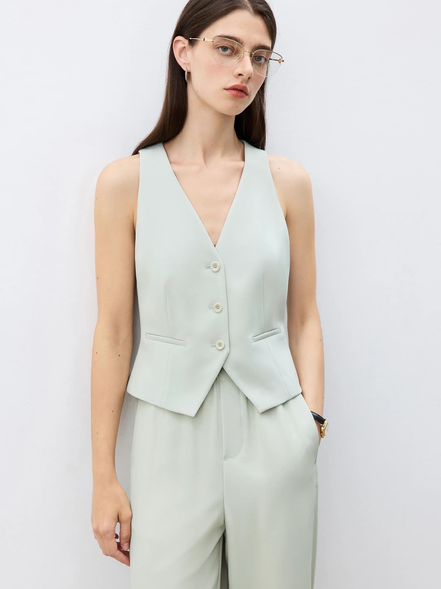 ZIQIAO Petite Size Suit Vest Casual Pants Fashionable Suit Women 2025 Spring Outfit New Office Lady Pants 25ZQ91055+25ZQ91087