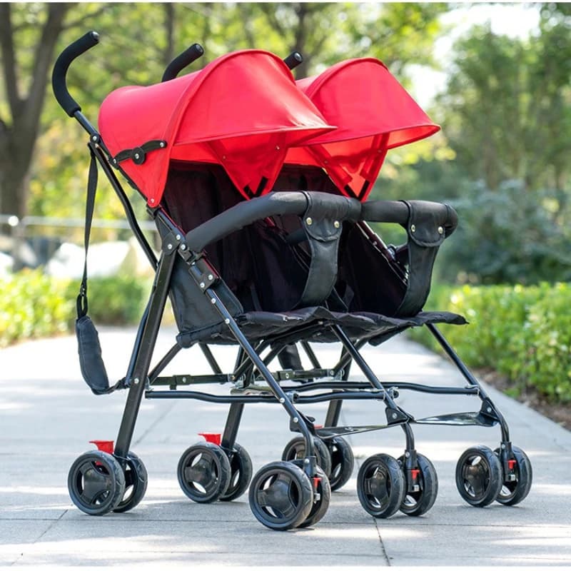 Passeggino gemellare Passeggino pieghevole doppio leggero pieghevole, cintura di sicurezza a cinque punti, sicuro e stabile