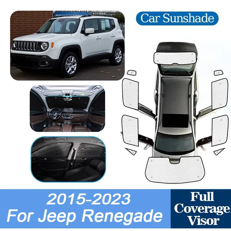 For Jeep Renegade Accessories 2015~2023 2022 2016 Car Windshield Aluminum Foil Reflective SunShade Sun Reflector Auto Accesorios