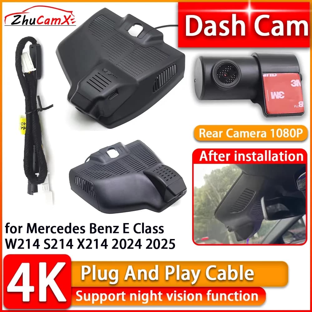 UHD Wiifi 4K Dash Cam per Mercedes Benz Classe E W214 S214 X214 2024 2025 DVR Videocamera anteriore posteriore per auto Plug and Play Videoregistratore