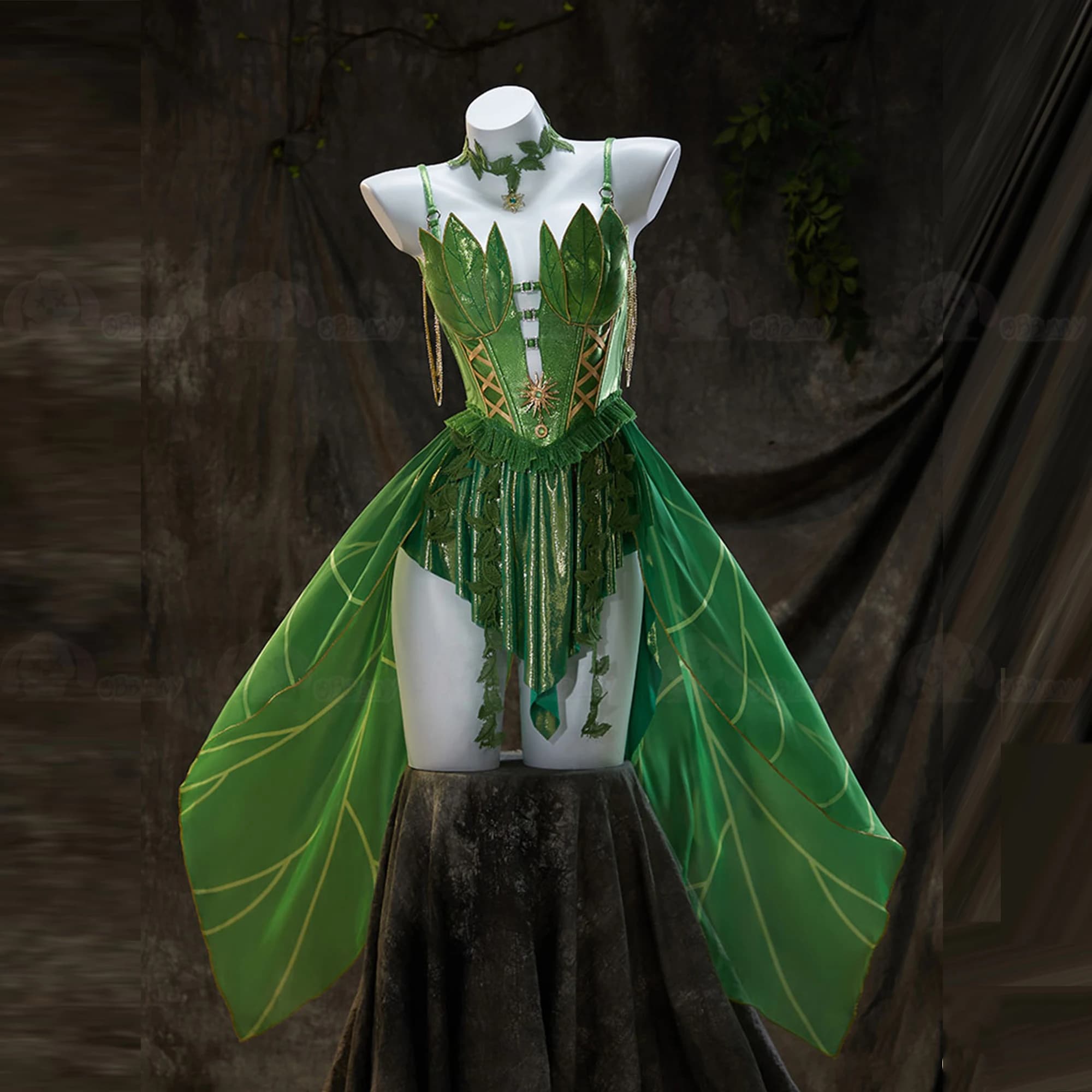 2026 Sexy Sling Sleeveless Dress Necklace Suit Anime Fairy Elves Cosplay Costume Women Halloween Carnival Party Roleplay Clothes
