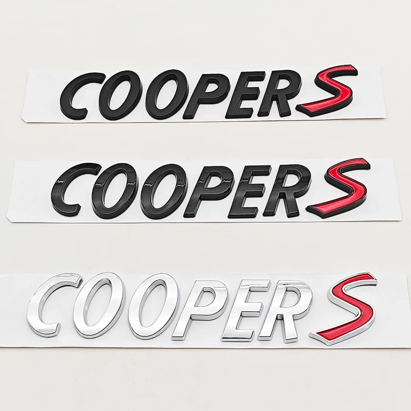 NUOVO Logo 3D in ABS per Auto, Lettere Cooper S, Emblema Adesivo per Bagagliaio Posteriore, Accessori per R55 R56 F56 R50 R52 F55 JCW R53
