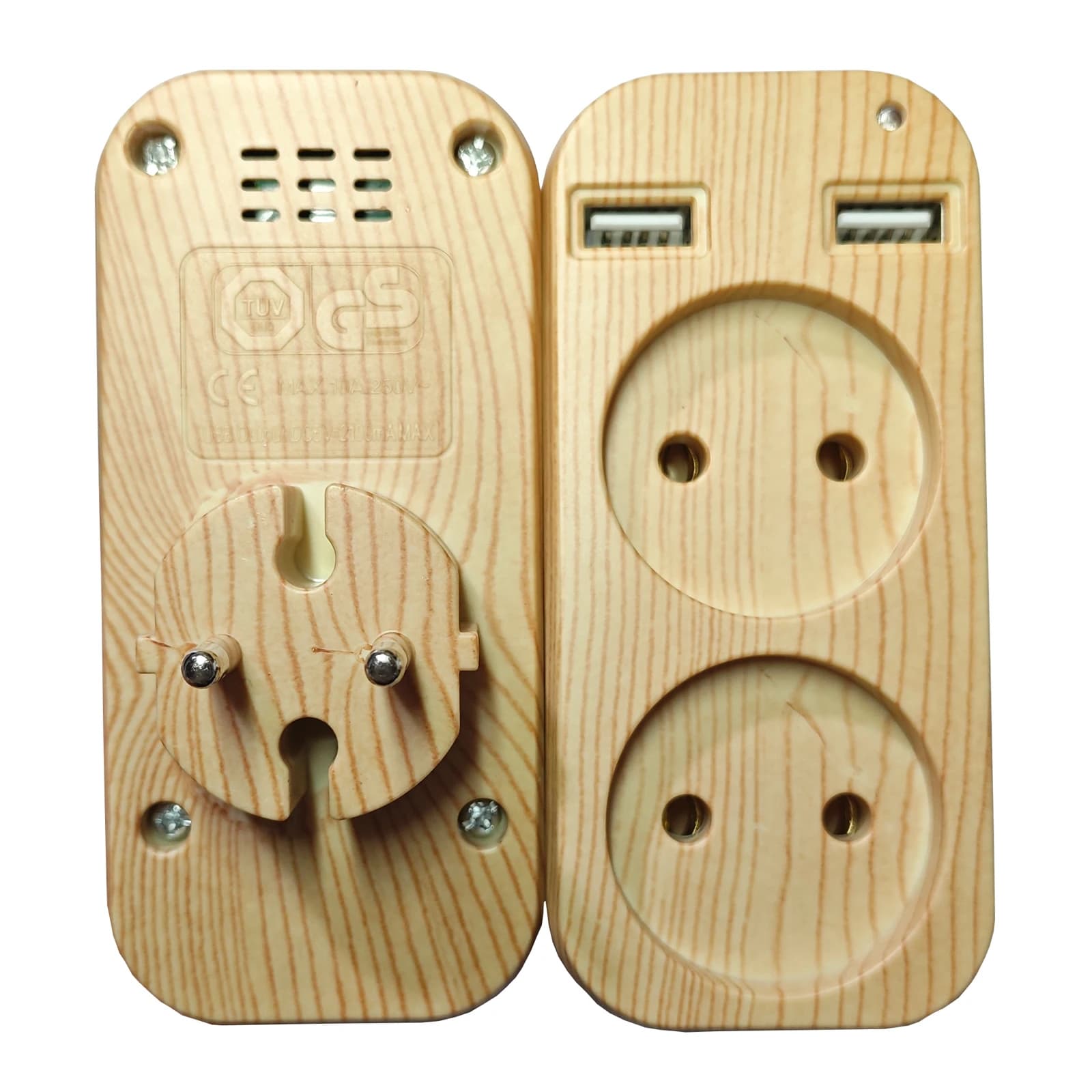 USB Wall Outlet Wood Color EU Plug Adapter with 2 Socket 2 USB Port for Phones 5V 2A USB Extension Socket ZFT6-01