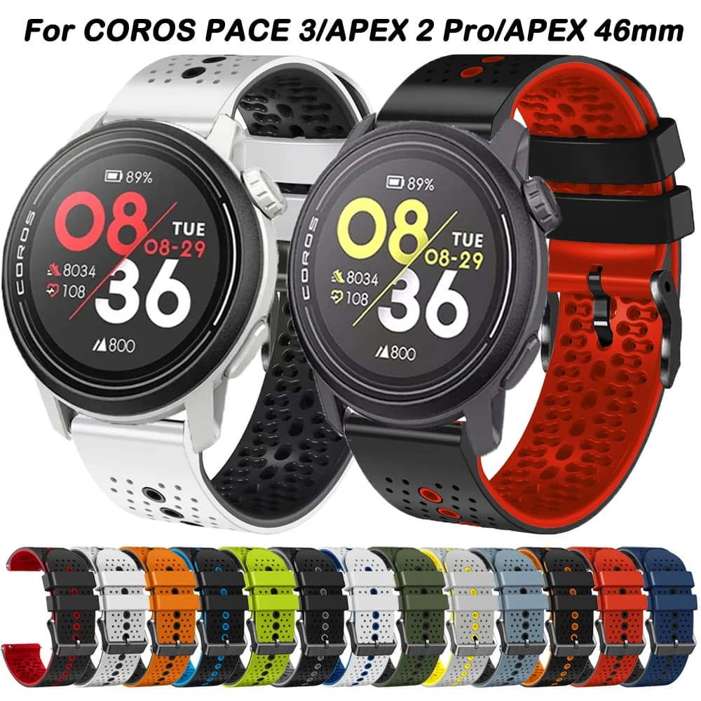 22 mm silicone strap for COROS PACE 3 watch strap for COROS PACE3 APEX 2 Pro APEX 46mm spare strap