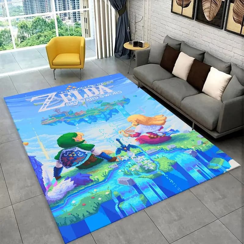 Classic Z-Zelda Cartoon Games Non-Slip Area Rug for Living Room,Bedroom,Playroom,Soft Carpet Floor Mat Home Decor Rug Room