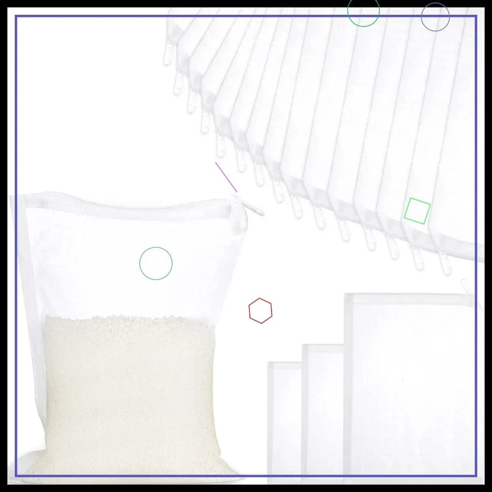 15 Sacchetti a Rete per Filtro Acquario, 3 Misure, 150 Micron, con Cerniera per Carboni Attivi, Biosfere, Anelli in Ceramica
