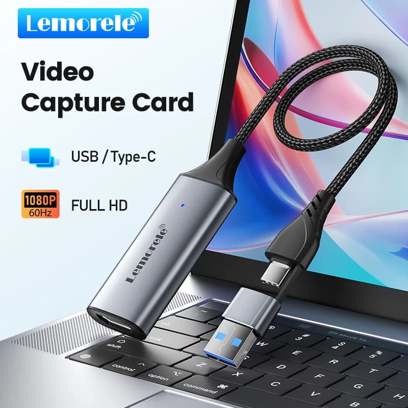 USB 2.0 Lemorele compatible HDMI video capture card with USB/Type-c Game Grabber Record ms2130 for Xbox PS4/5 Switch Live Transmissions