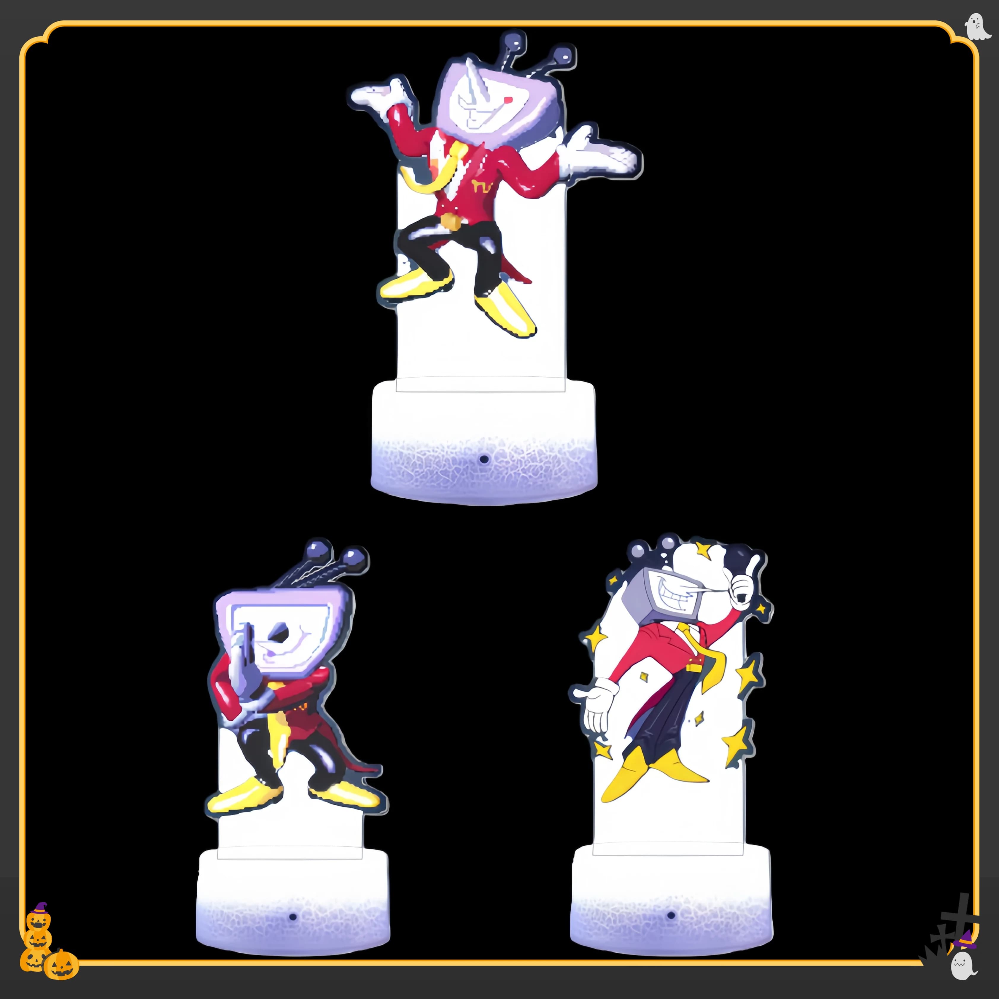 Lampada da Tavolo in Acrilico da 15Cm per il Gioco Deltarune, Tenna Monocromatica, 7 Colori Regolabili al Tocco, Lampada da Scrivania per Gaming, Regalo
