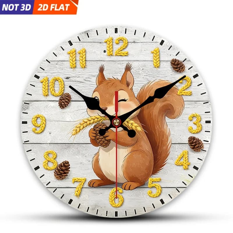 2D Piatto. 1 pezzo. Orologio da parete a tema conore di grano e pigna, orologio decorativo silenzioso, orologio da parete creativo, adatto per decorazioni