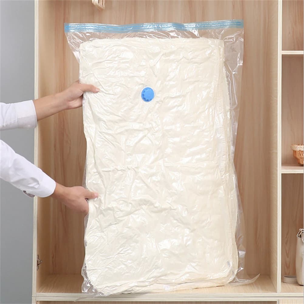 Sacchetti Sottovuoto con Valvola, Sacchi Salvaspazio a Compressione per Vestiti/Asciugamani/Coperte, Organizer da Viaggio di Grandi Dimensioni