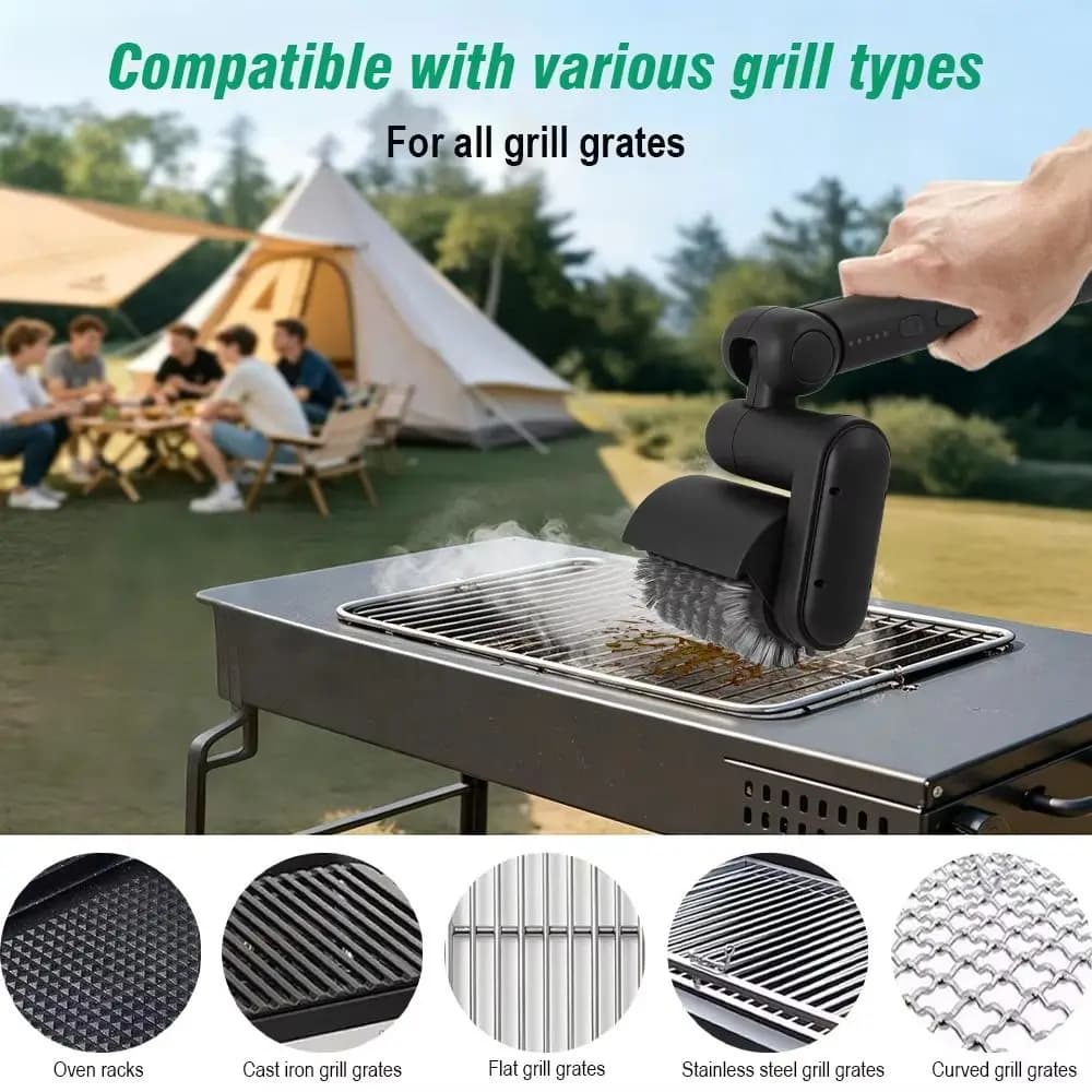 Efficient Electric Grill Brush Detachable Stainless Steel BBQ Cleaning Brush Wireless Electric Powered Barbecue Cleaner Tools