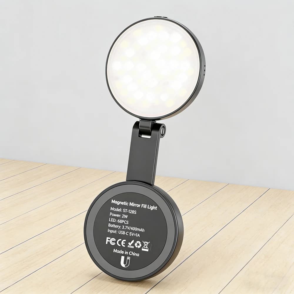 Mini circular magnetic camera with telephone filling light, supports horizontal and vertical shooting, suitable for iPhone 17 18 Pro Max