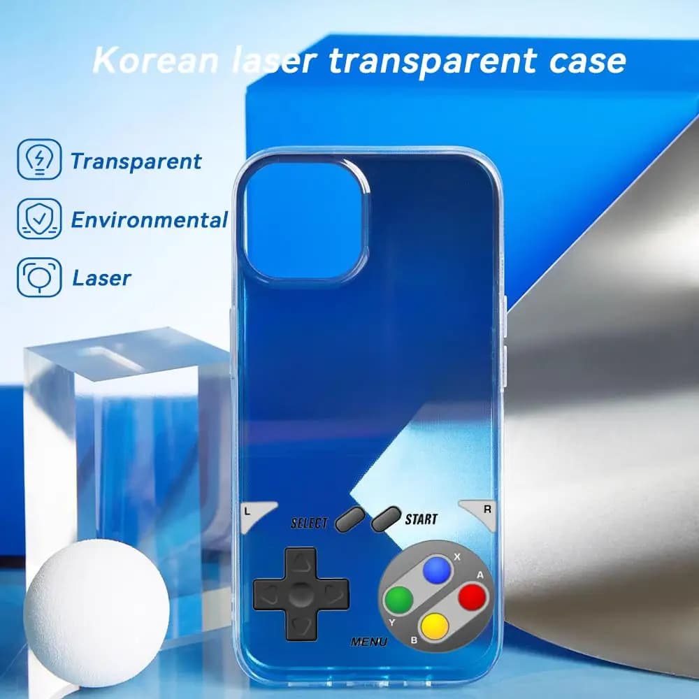 Game console fashion cool design Phone Case Laser gradient Transparent Phone Case iPhone 17 16 15 14 13 12 Pro Max Plus