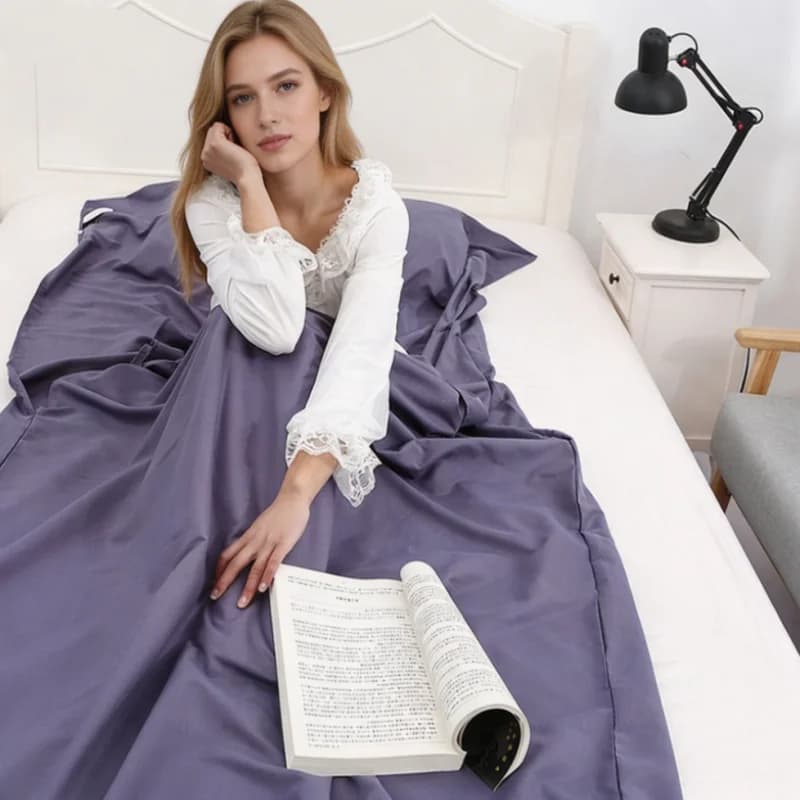 Portable Travel Anti-Dirty Bed Liner, Single Double Size Hotel Sleeping Bag Sheet, Indoor Hotel Bedding Protector for Travel Bus
