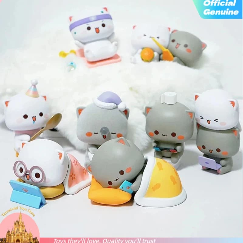 Autentico Mitao Cat 4 Season Blind Box Lucky Cat, Statuette Kawaii, Action Figure a Sorpresa, Ornamenti da Scrivania, Modellini Carini, Regalo di Compleanno