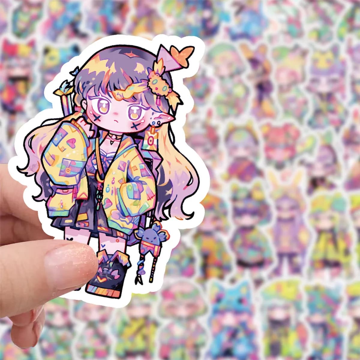 60 adesivi colorati per ragazze anime carini - - Decalcomanie di personaggi dei cartoni animati alla moda adatte per notebook/diari