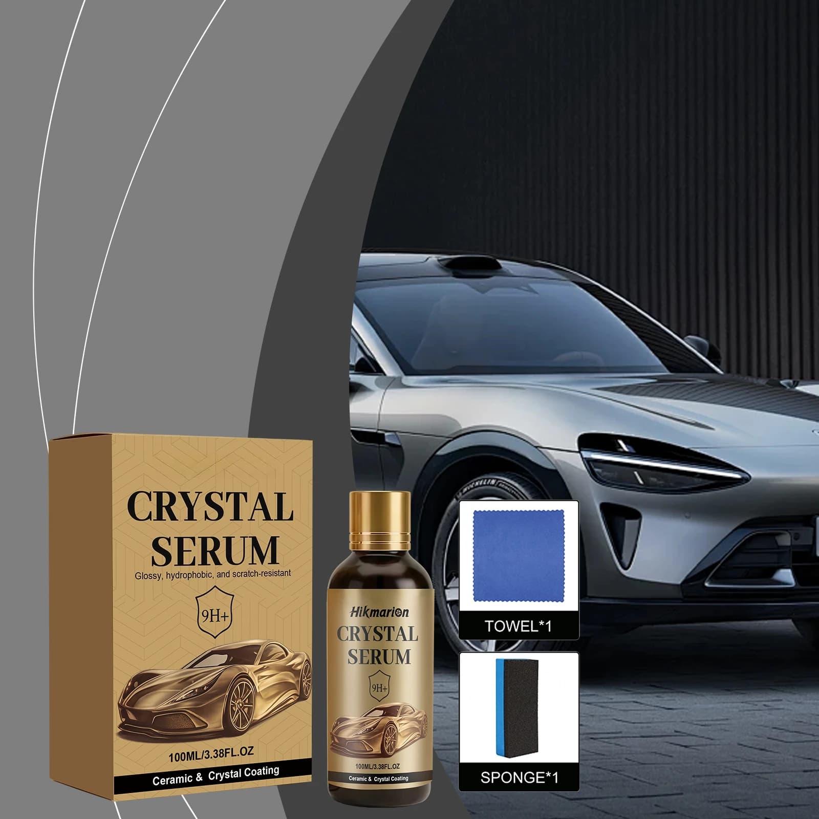 Rivestimento Ceramico per Auto 9H+ 100ml, Siero Liquido Nano Cristallino, Cera Lucidante Anticorrosione Impermeabile, Protezione Vernice per Auto
