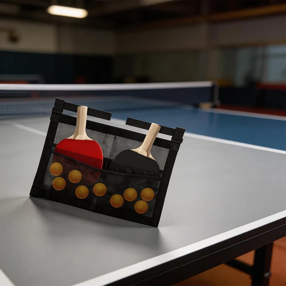 For Table Tennis Gear Storage Bag with Hanging Feature and Independent Mesh Pockets for Rackets and Balls Separately