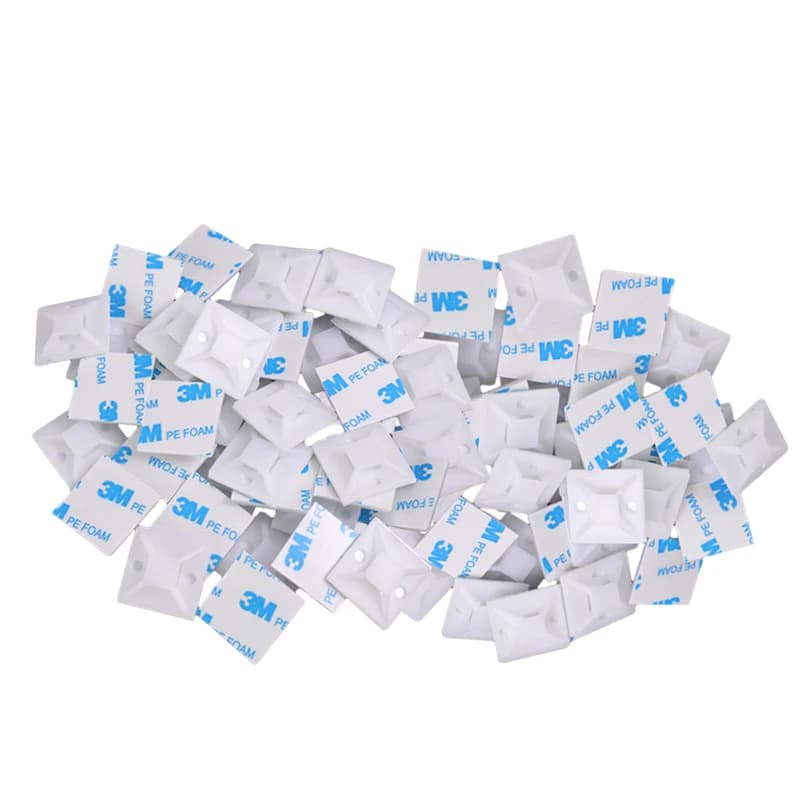 50/100 Pezzi Clip Autoadesive per Cavi, Organizzatore di Fili, Base di Fissaggio, Nero e Bianco, Varie Misure