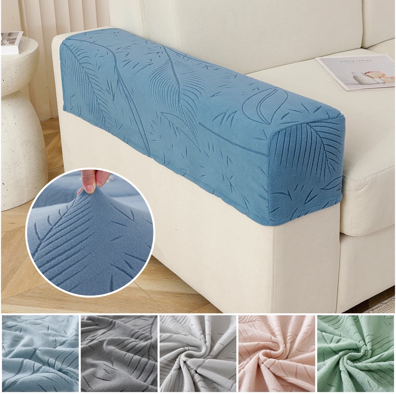 Armrest covers for sofa, sofa side cover, universal cover in non-slip and scratch-resistant fabric for cats, elastic cover