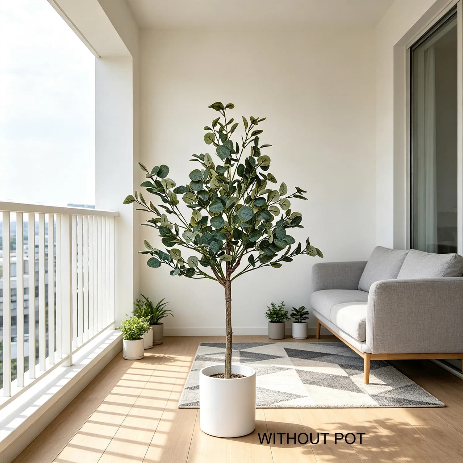4.59ft Artificial Eucalyptus Plant UV-resistant Faux Plant indoor Outdoor Fake plant For Home Garden Balcony living Room Decor