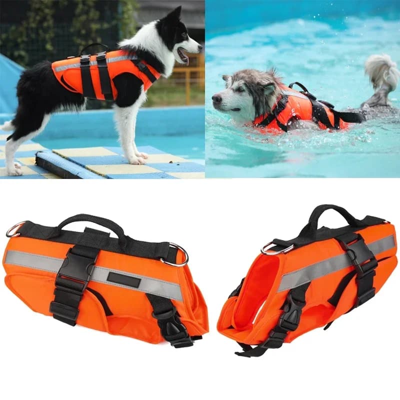 Giubbotto di salvataggio per cani Gilet di sicurezza per cani Ripstop Giubbotto per cani con galleggiamento superiore con manico di salvataggio Vestiti salvavita per cani da compagnia