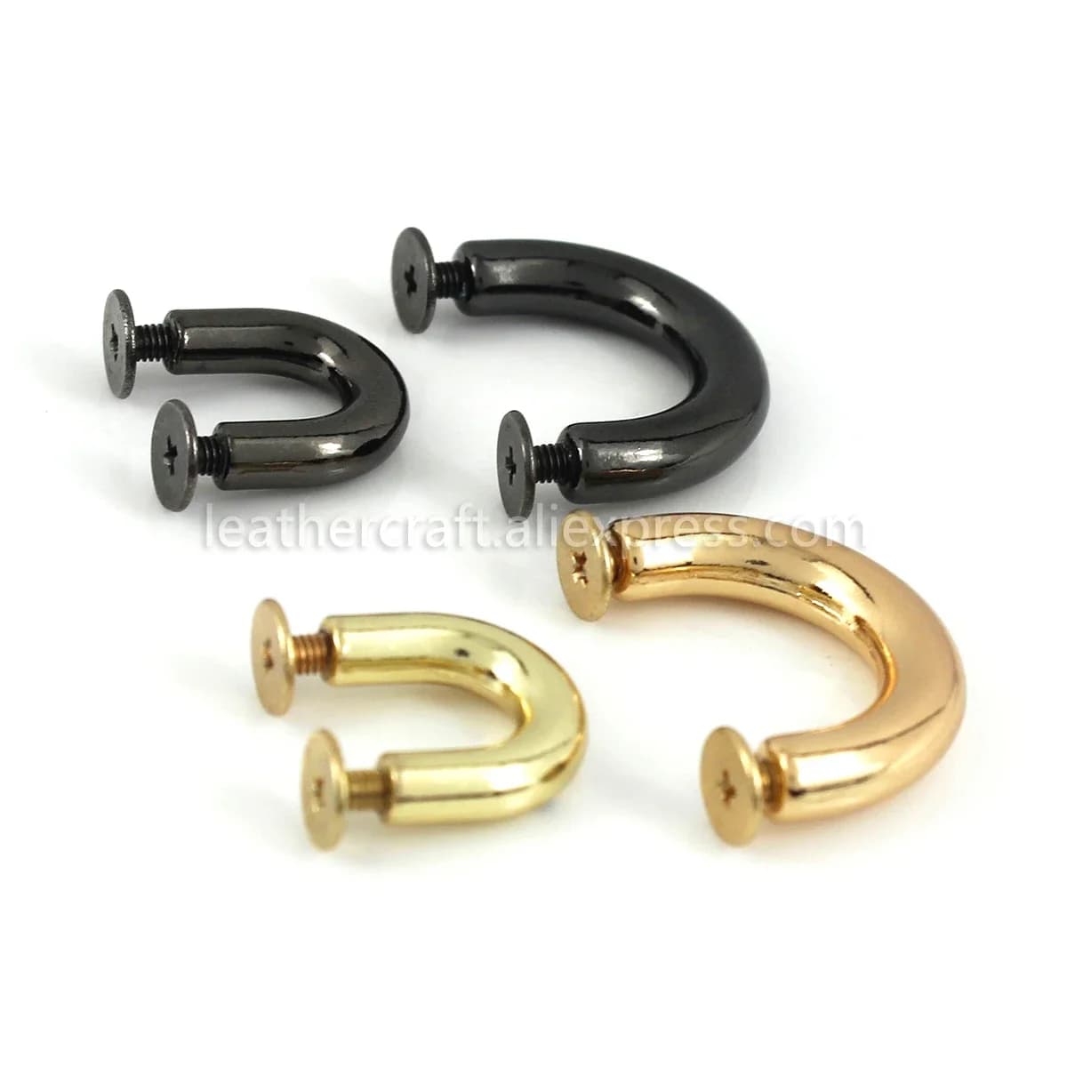 2 pezzi in metallo D-ring borsa connettore borsa fibbie di ancoraggio ponte ad arco con viti ganci appendiabiti borse cinture cinturino artigianato in pelle 2 dimensioni