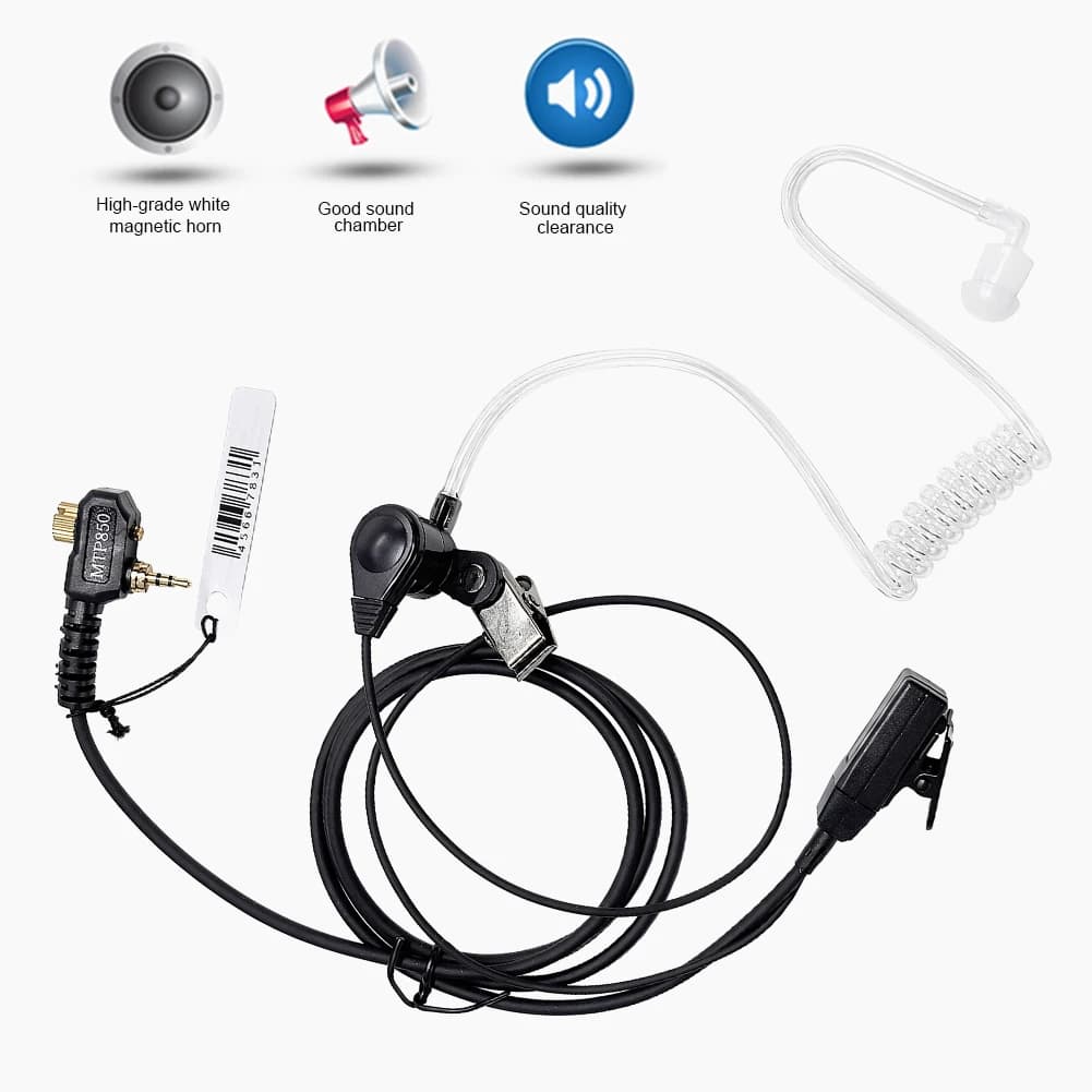 Applicable to walkie-talkie MTH600 MTH650 1 Pin PTT Mic Air Acoustic Tube Earpiece Radio Headset for Motorola MTH800 MTH850
