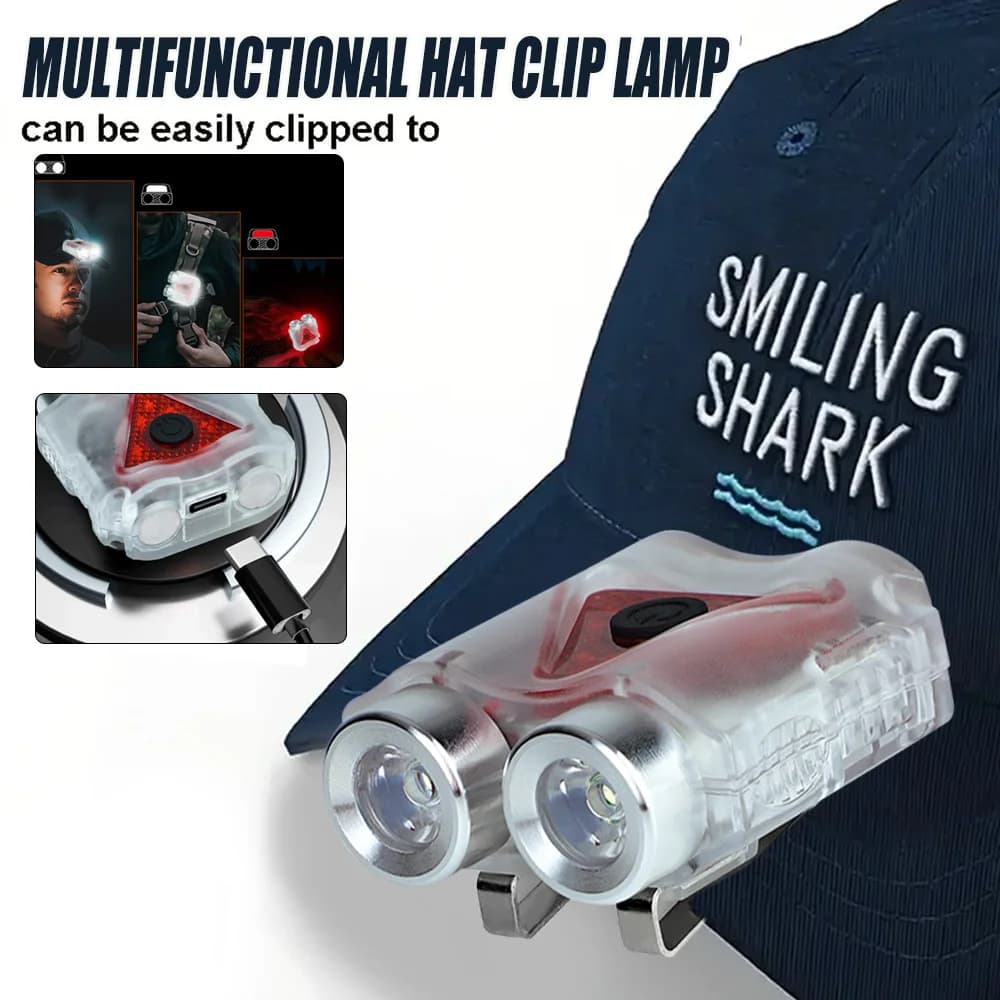 Free Hand Rechargeable LED Front Lamp, Waterproof Magnetic Keychain Light with Hat Clip for Emergency Work at Night Camping