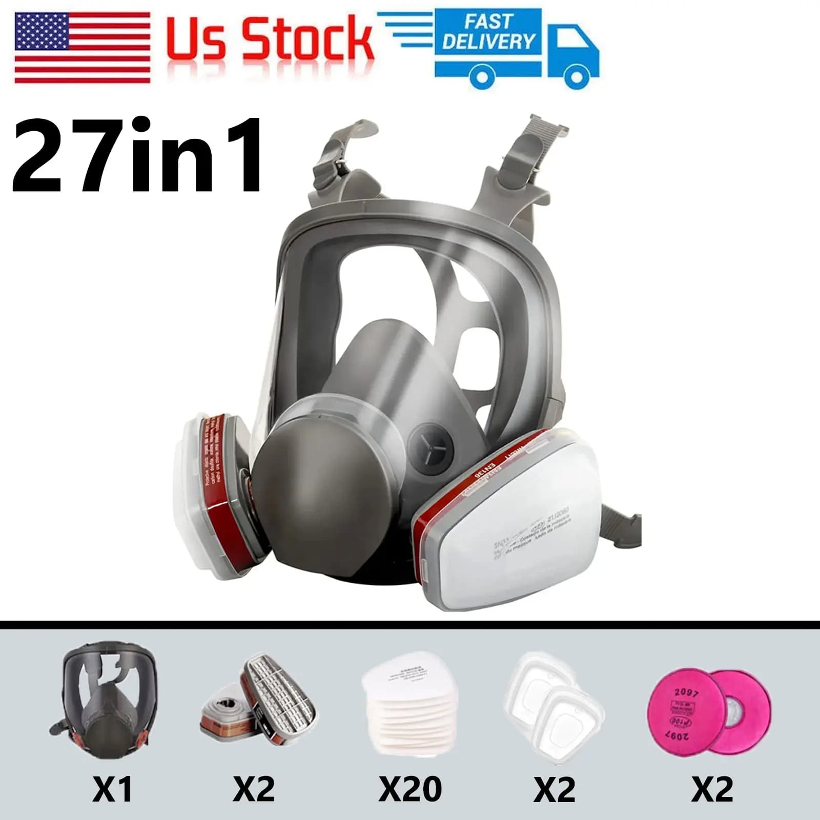 Maschera antigas 6800 a pieno facciale, taglia grande, respiratore riutilizzabile per verniciatura a spruzzo, prodotti chimici, lavorazione del legno e polveri.