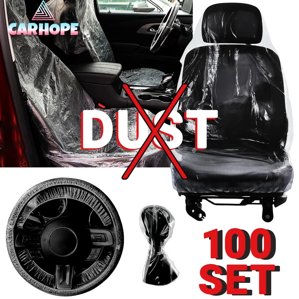 Coprisedili per auto usa e getta La protezione in plastica trasparente include copriruota, coperchi per selettore di marcia e coperchio del freno a mano