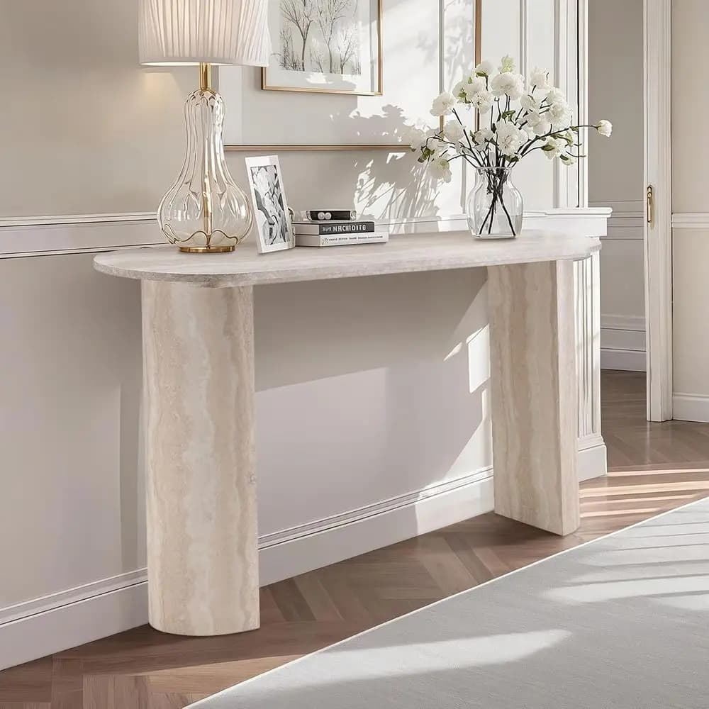 Tavolo d'ingresso moderno in marmo da 55 pollici, consolle sottile per spazi ristretti, tavolino laterale con gambe curve, decorazione per soggiorno e corridoio
