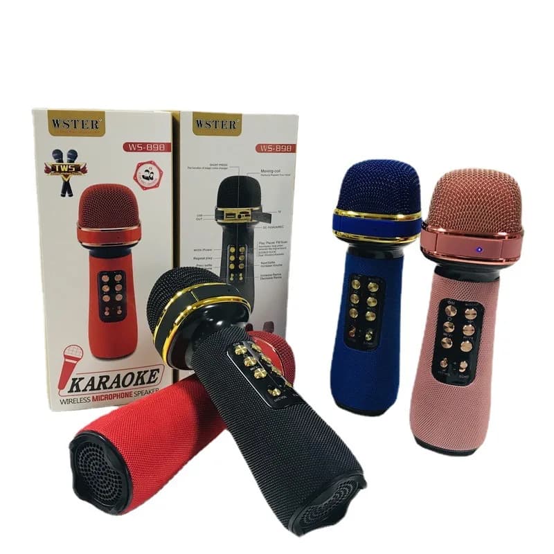 Portatile Bluetooth palmare WS898 USB Wireless Karaoke microfono per telefono cellulare altoparlante per bambini promozione regalo di natale
