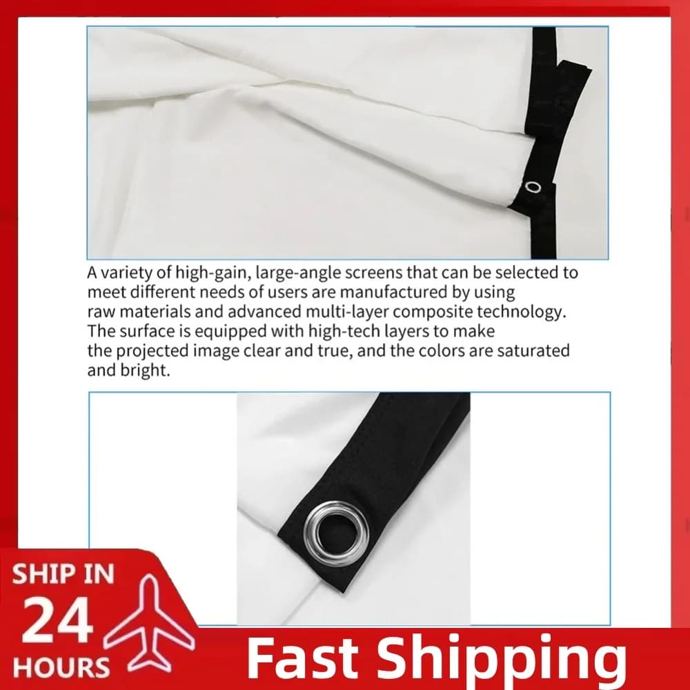 Home Office Projector Curtain 16:9 Simple KTV 60 72 84 100 120 150 inch Display Screen Household Bedroom Ornaments